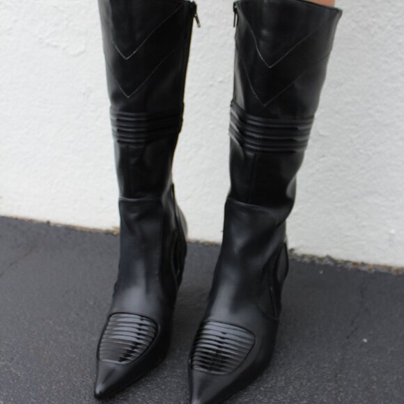 Pointed Stiletto Leather Boots - Picture 5 of 5